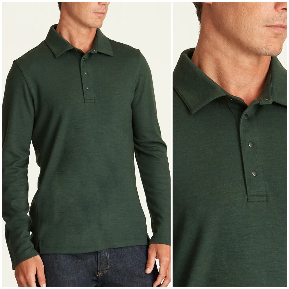 Aether Apparel Japanese Merino Polo Shirt Duffle Green sz Large